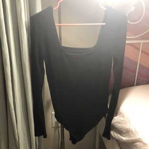 Black square neck onesie